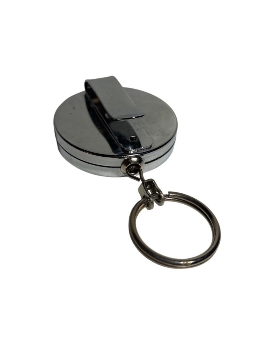 Retractable Chrome Keychain With Belt Clip Durable Metal Design Slim Functional